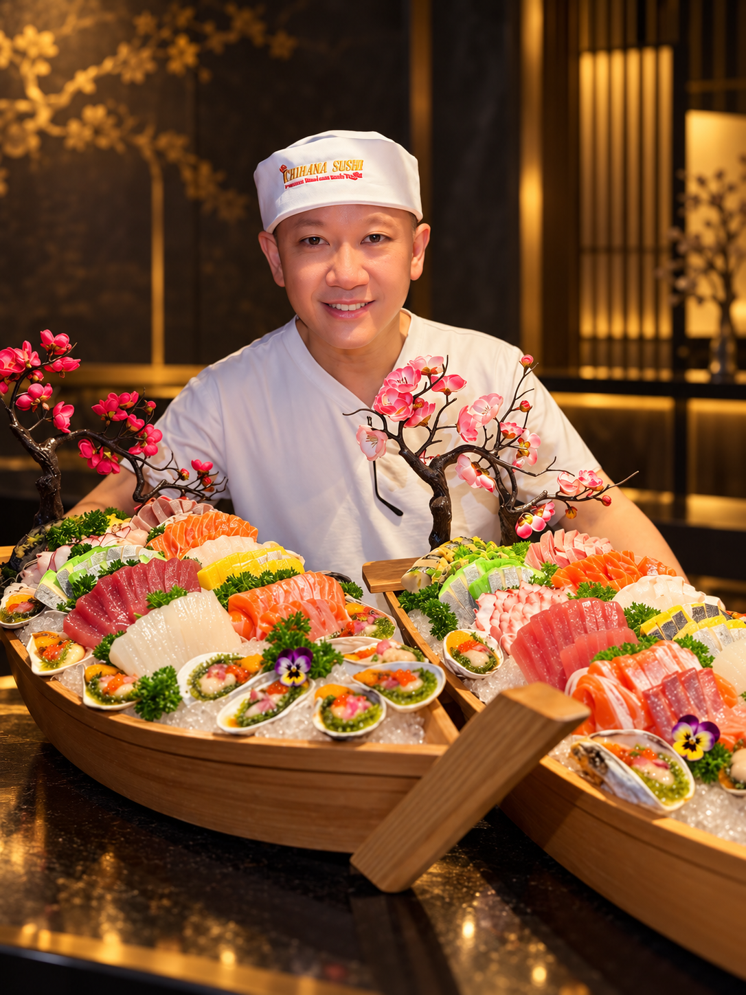 Chef Van cùng hai thuyền sashimi — Ichihana Sushi